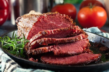 Slices of roast beef