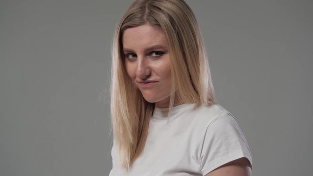 girl showing a scornful look