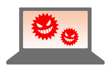 パソコンの画面に映るコンピューターウイルス