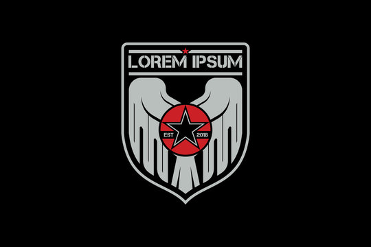 abstract eagle wings military badge logo vector template