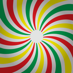 abstract multi-colored three color striped spiral twisted background. vector graphics.