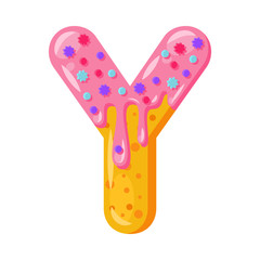 Donut cartoon Y letter vector illustration