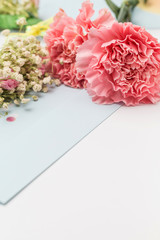 Mother's day gifts, carnations and CARDS