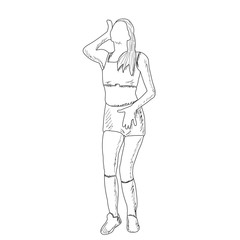 white background, freehand sketch of a girl dancing