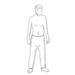 white background, freehand sketch of a man