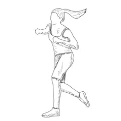 vector, on a white background, freehand sketch of a girl dancing