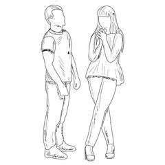 white background, freehand sketch people