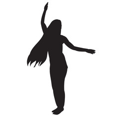 white background, silhouette of a girl dancing