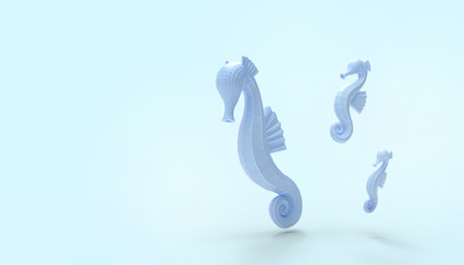 Abstract seahorse drawing on blue  background contemporary  - Illustrations © guguart
