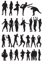 silhouette of dancing people set