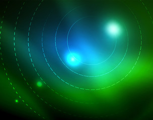 Neon circles abstract background