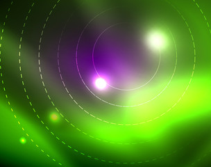 Neon circles abstract background