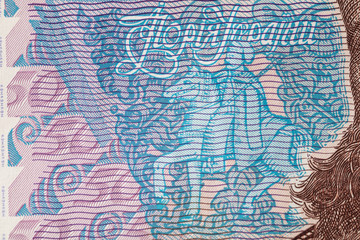 Naklejka premium closeup of 50 hryvnias banknote