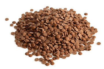 chocolate chips isolated on white