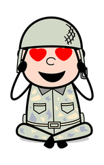 Falling in Love - Cute Army Man Cartoon Soldier Vector Illustration