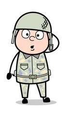 Confused - Cute Army Man Cartoon Soldier Vector Illustration