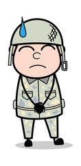 Feeling Guilty - Cute Army Man Cartoon Soldier Vector Illustration