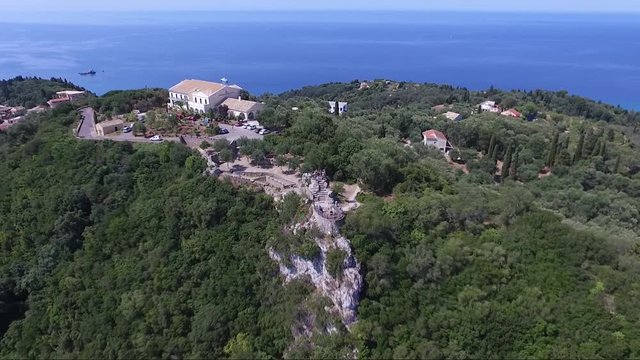 Aerial view of the island of Corfu Greece Kaiser's Throne