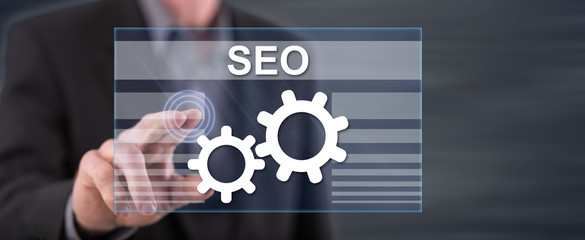 Man touching a seo concept