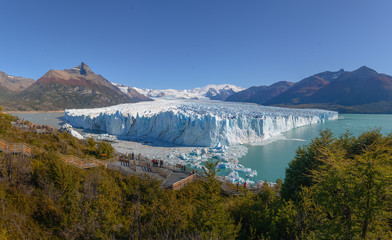 The Perito Moreno Glacier panoramic view. It is is a glacier located in the Los Glaciares National Park in Patagonia, Argentina.