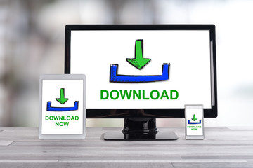 Download concept on different devices