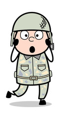 Scared - Cute Army Man Cartoon Soldier Vector Illustration