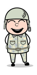 Laughing Face - Cute Army Man Cartoon Soldier Vector Illustration