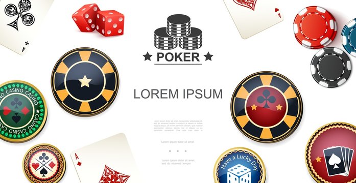 Realistic Poker Colorful Concept
