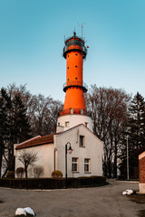 lighthouse in Rozewie, during sunset