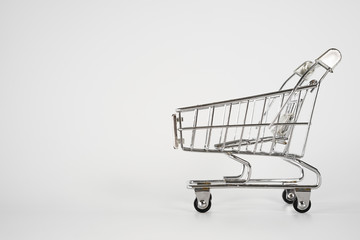 Shopping cart on a white background.