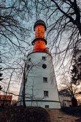 lighthouse in Rozewie, during sunset