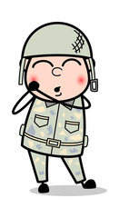 Feeling Awesome - Cute Army Man Cartoon Soldier Vector Illustration