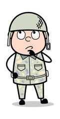 Thinking - Cute Army Man Cartoon Soldier Vector Illustration