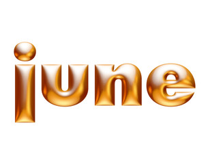 Monthly calendar, june, metallic golden 3d alphabet, 3d illustration