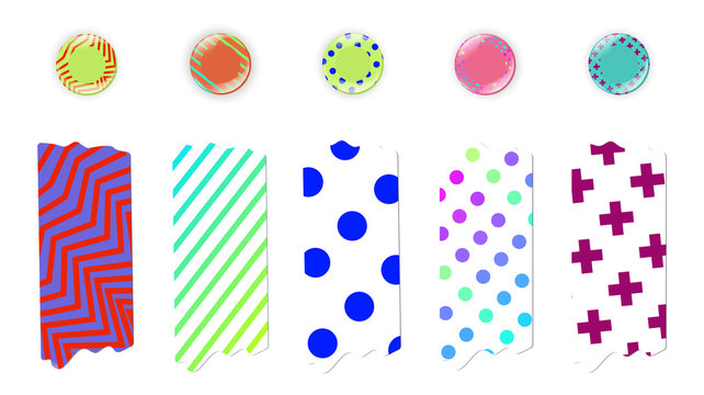 japanese washi tape and circle vector stickers set 