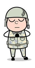 Doing Prayer - Cute Army Man Cartoon Soldier Vector Illustration