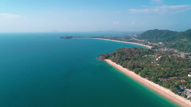 Aerial drone view of beautiful tropical Koh Lanta paradise island in Thailand