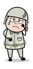 Tired - Cute Army Man Cartoon Soldier Vector Illustration