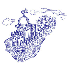 mosque, doodle sketch