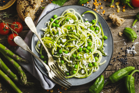 Healthy Zucchini Noodles On Plate