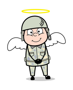 Angel Costume - Cute Army Man Cartoon Soldier Vector Illustration