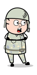 Wondering Expression - Cute Army Man Cartoon Soldier Vector Illustration