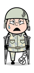 Fractured Leg - Cute Army Man Cartoon Soldier Vector Illustration
