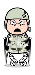 Handicapped Patient - Cute Army Man Cartoon Soldier Vector Illustration