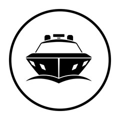 Motor yacht icon front view