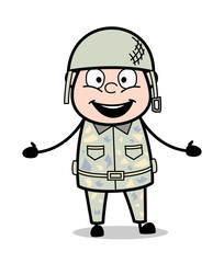 Laughing - Cute Army Man Cartoon Soldier Vector Illustration