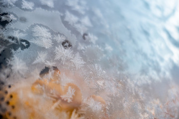 Snowflake geometry natural shape on windscreen