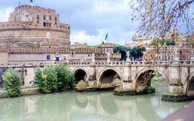 Obraz premium Castel Sant Angelo in Rome Italy, built in ancient Rome, the famous tourist attraction of Italy.