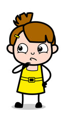 Thought - Cute Girl Cartoon Character Vector Illustration