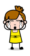 Crying - Cute Girl Cartoon Character Vector Illustration
